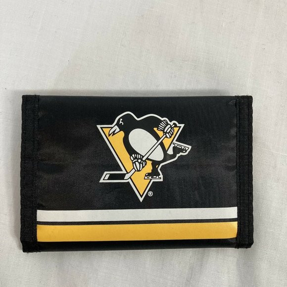 NHL Other - Pittsburgh Penguins Black Nylon Wallet Trifold Hook Loop Closure Hockey Logo NHL